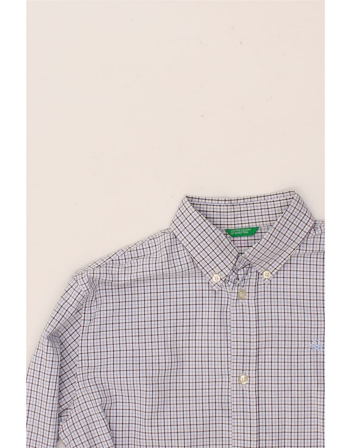 BENETTON Boys Shirt 14-15 Years Blue Check Vintage Benetton and Second-Hand Benetton from Messina Hembry 