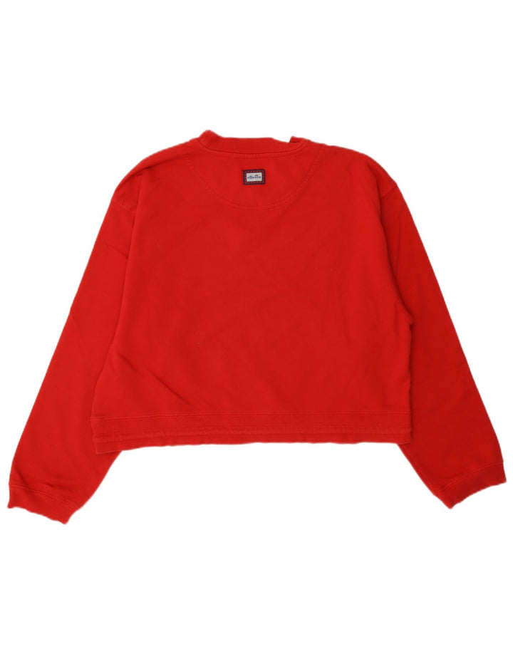 Ellesse Womens Crop Sweatshirt Jumper UK 14 Medium Rød Bomuld