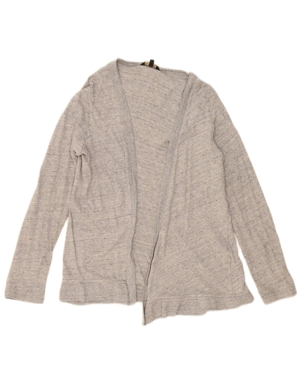 Massimo Dutti Womens Open Cardigan Sweater UK 10 Small Grey Flecked Bomuld
