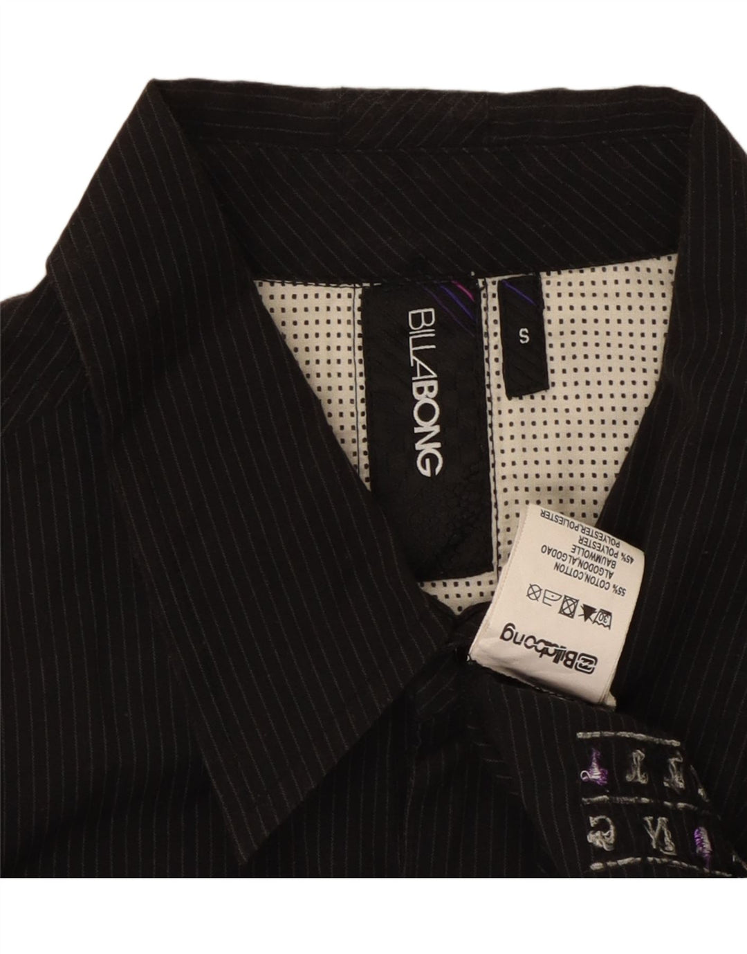 BILLABONG Kortærmet herreskjorte Lille sort nålestribet bomuld