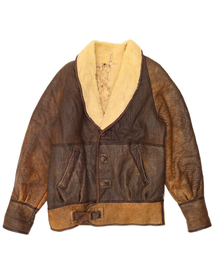 Vintage Herre Shearling Jacket IT 52 XL Brun