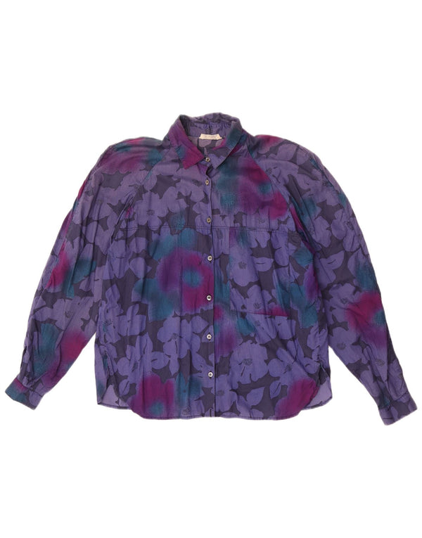 Vintage dameskjorte UK 16 Large Purple Floral