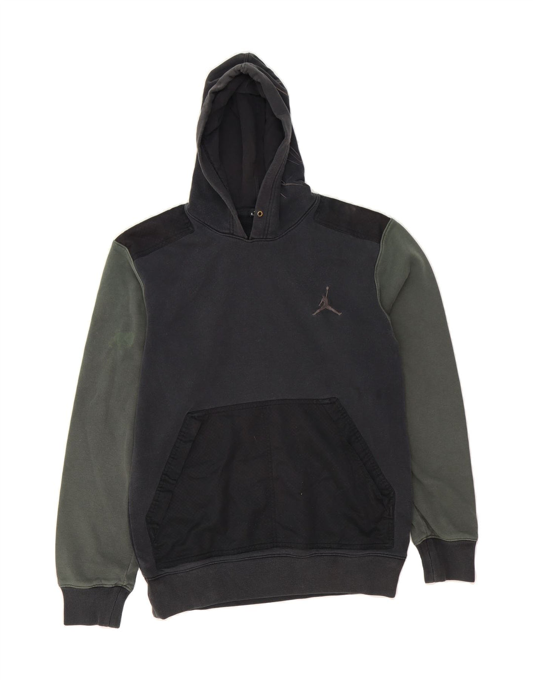 JORDAN Mens Hoodie Jumper Small Black Colourblock Cotton Vintage Jordan and Second-Hand Jordan from Messina Hembry 