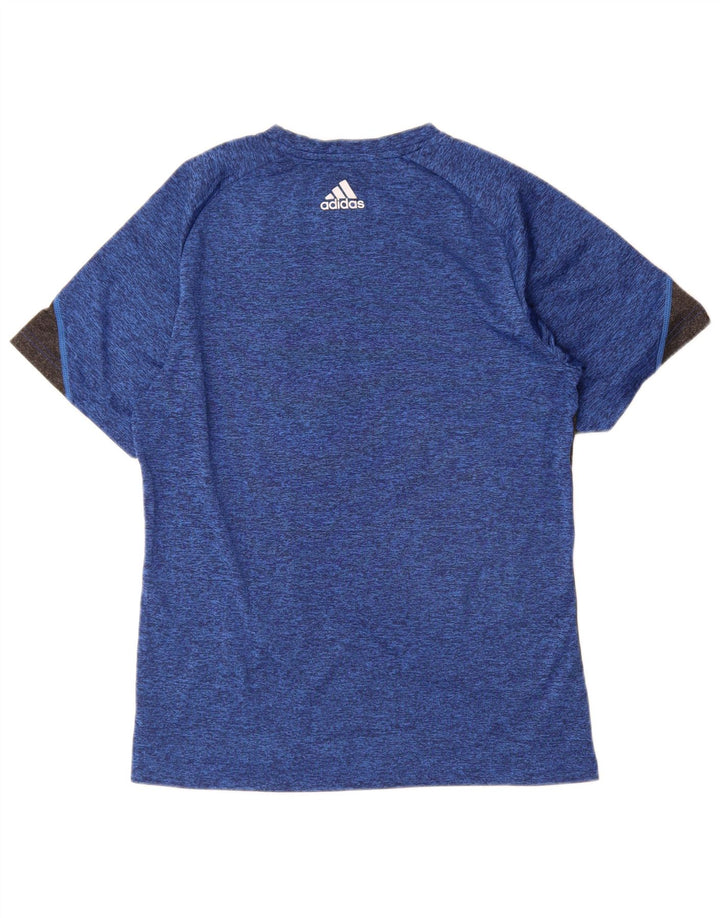 Adidas Herre Climacool Grafisk T-Shirt Top Medium Blue Colourblock Polyester
