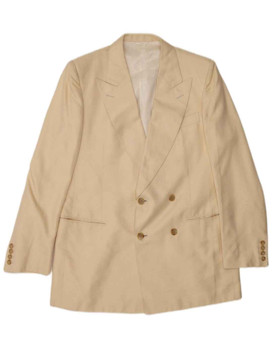 Vintage Herre 2-delt jakkesæt Large W34 L30 Beige Silke