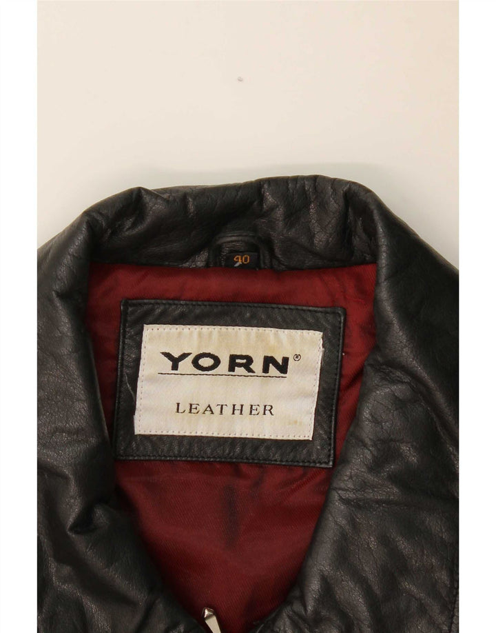 Yorn Dame Oversized Læderjakke EU 40 Medium Sort Læder