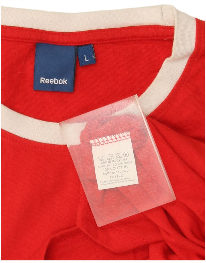 Reebok Herre Grafisk T-Shirt Top Stor Rød Bomuld
