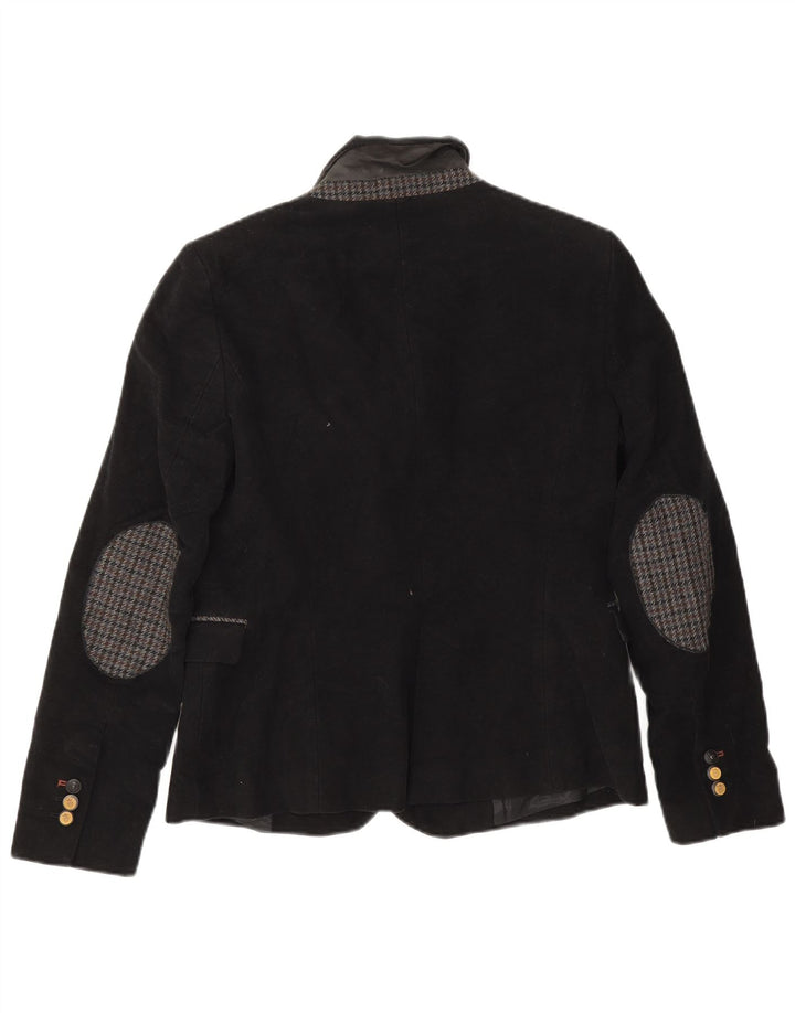 Zara Dame 1 Knap Blazer Jacket UK 14 Stor Sort Bomuld