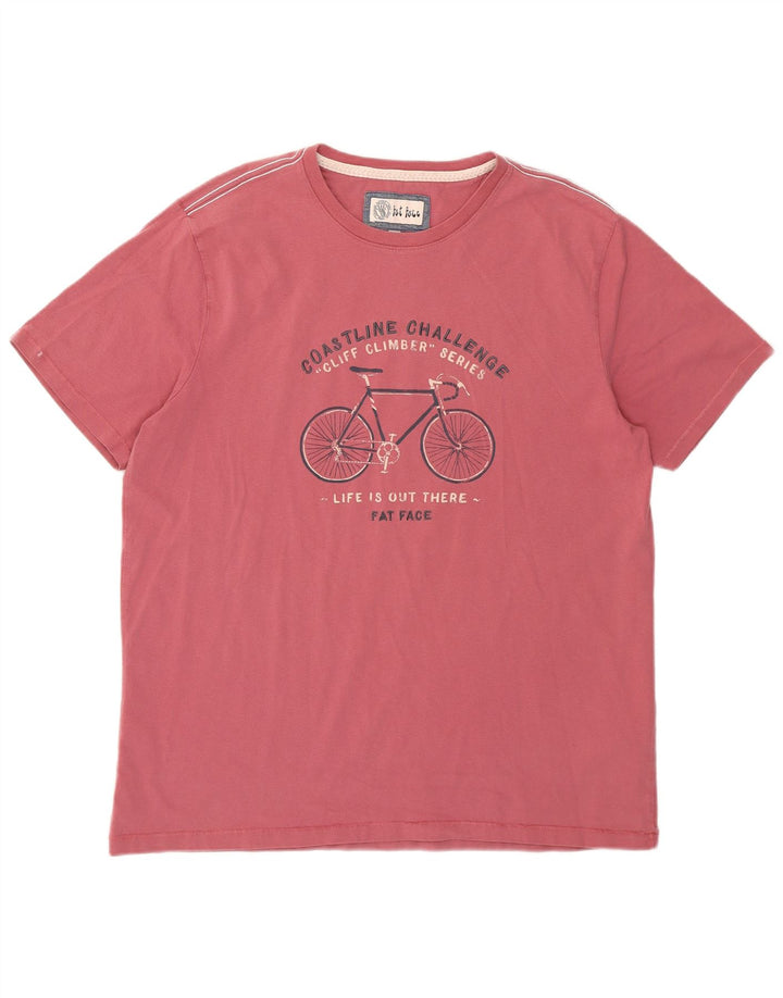Fat Face Herre Grafisk T-Shirt Top Stor Rød Bomuld