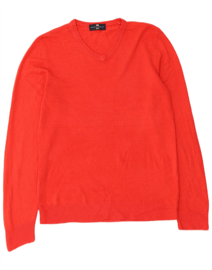 Marks & Spencer Herre Blue Harbor V-hals sweater lille rød akryl
