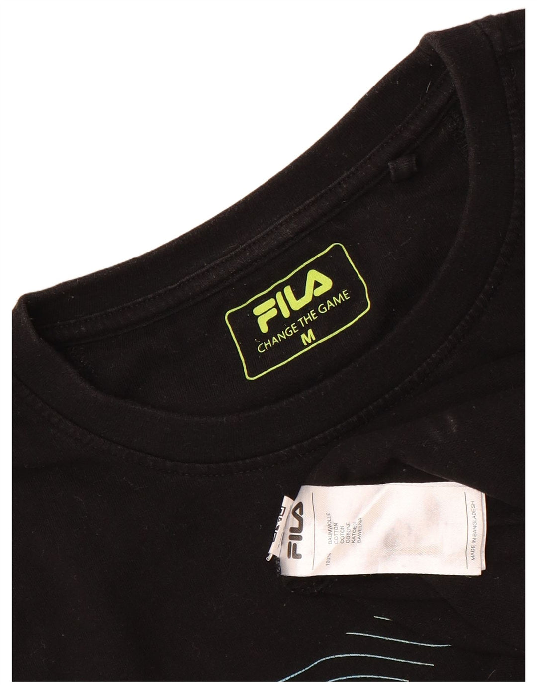 Fila Herre Grafisk T-Shirt Top Medium Sort Bomuld