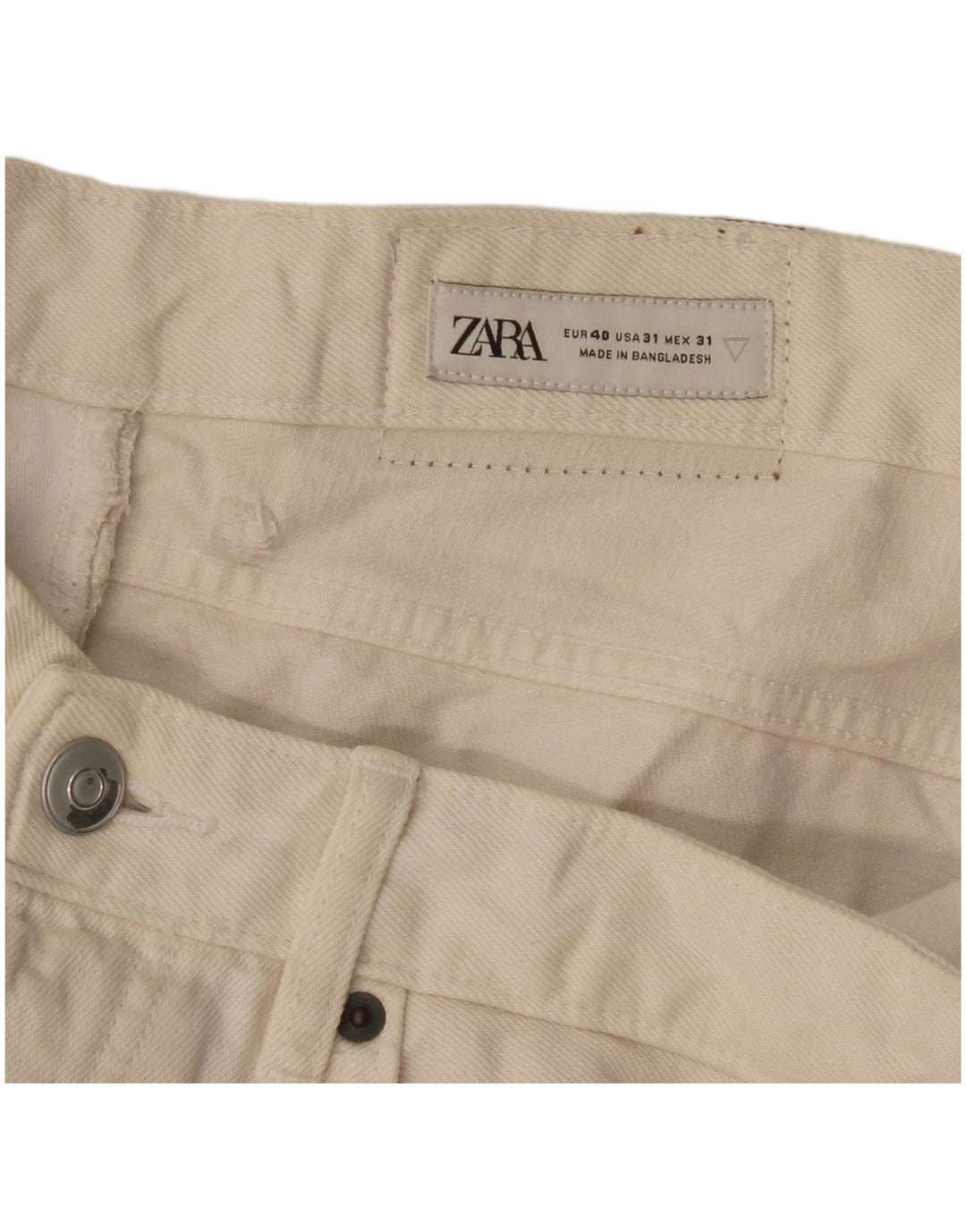 Zara Straight Jeans til mænd EU 40 Medium W31 L32 Off White