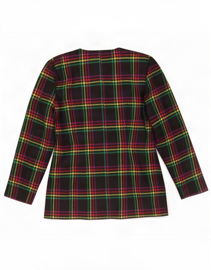 Vintage dame 5-knaps blazerjakke UK 14 Medium Sort Plaid
