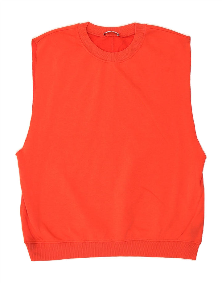 ZARA Mens Sleeveless Sweatshirt Jumper Small Red Cotton Vintage Zara and Second-Hand Zara from Messina Hembry 