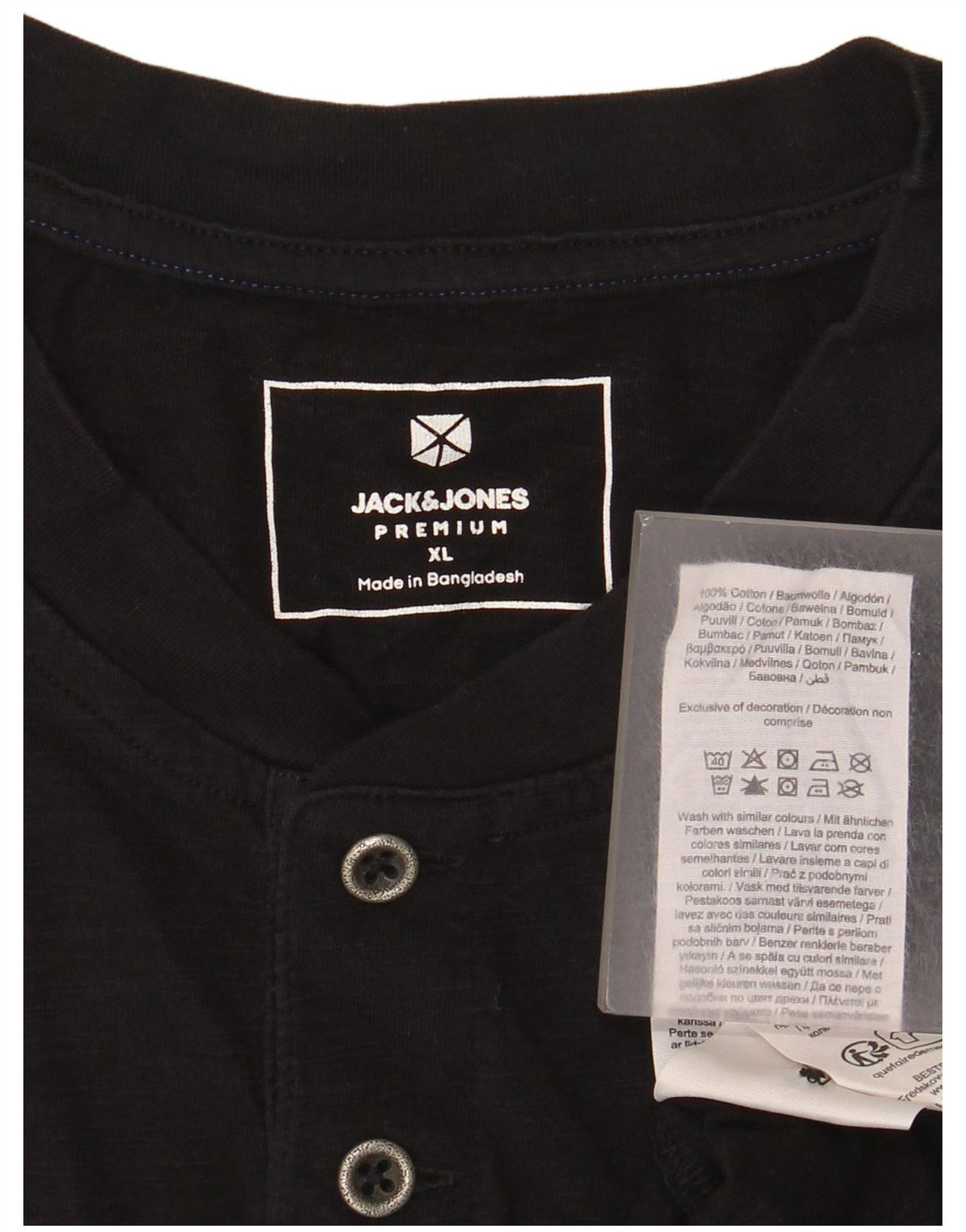 JACK & JONES Herre T-Shirt Top XL Sort Bomuld