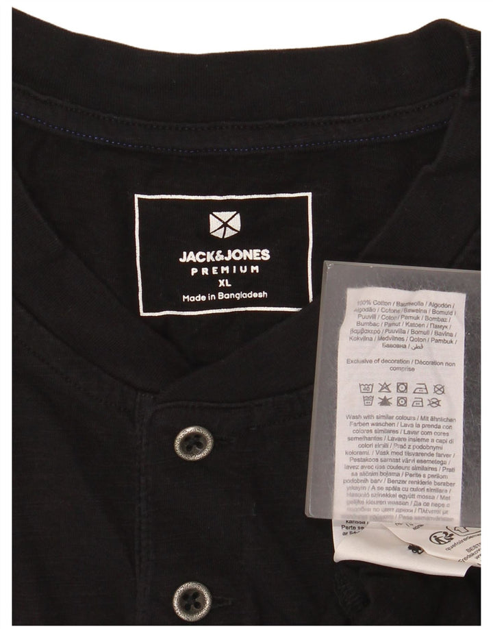 JACK & JONES Herre T-Shirt Top XL Sort Bomuld