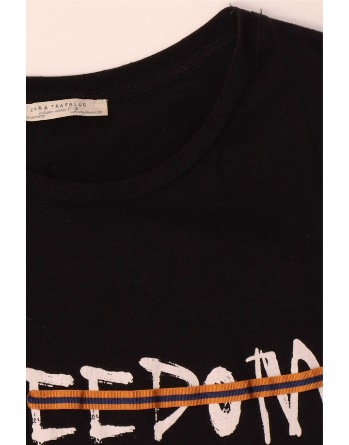 Zara Dame Trafaluc Grafisk T-Shirt Top Medium Sort