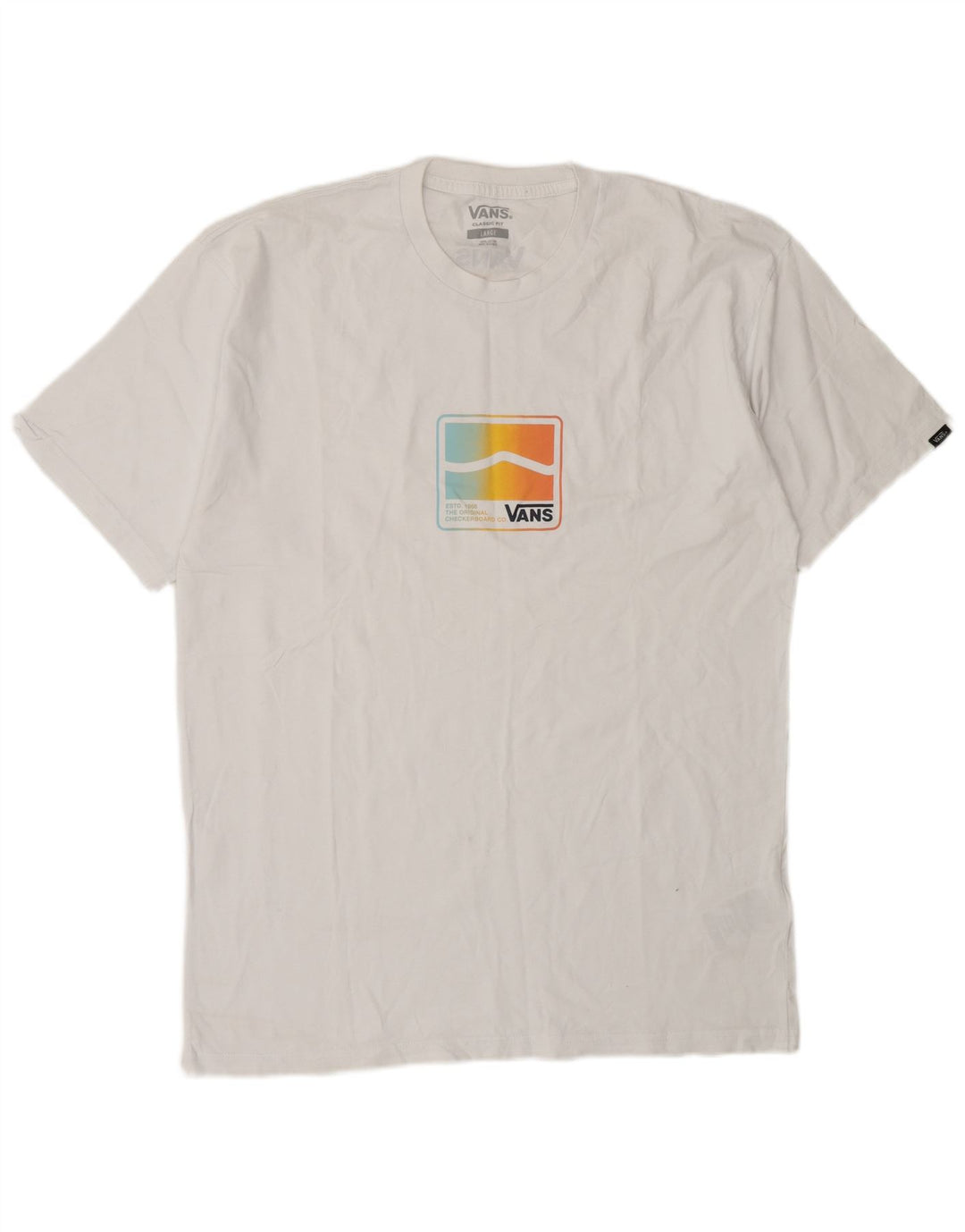 Vans Herre Classic Fit Grafisk T-Shirt Top Stor Hvid Bomuld