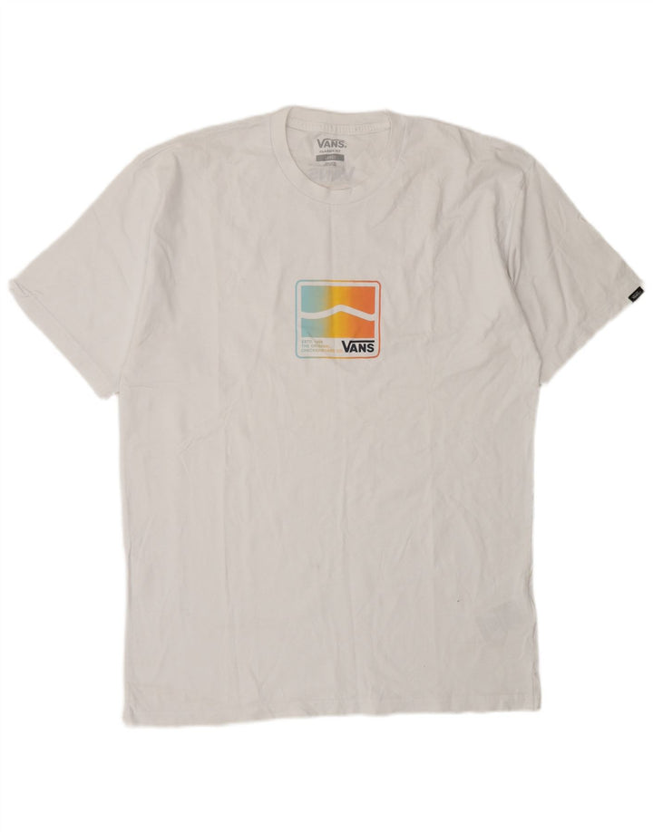 Vans Herre Classic Fit Grafisk T-Shirt Top Stor Hvid Bomuld