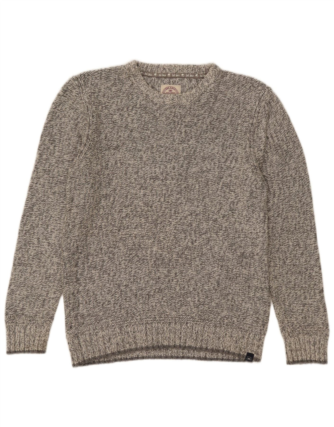 Fedt ansigt til mænd med rund hals sweater mellemgrå flækket bomuld