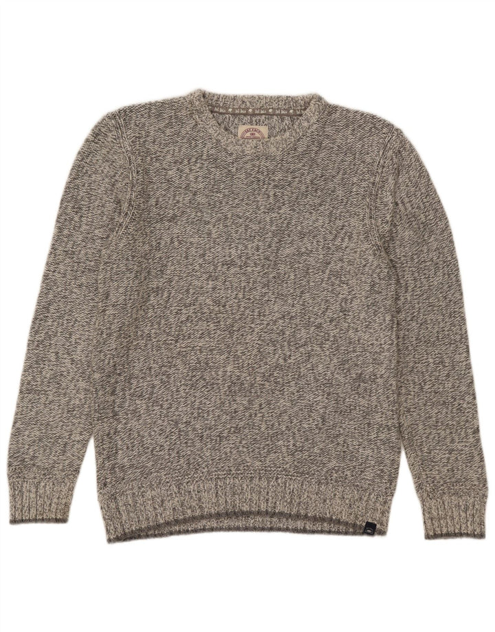 Fedt ansigt til mænd med rund hals sweater mellemgrå flækket bomuld