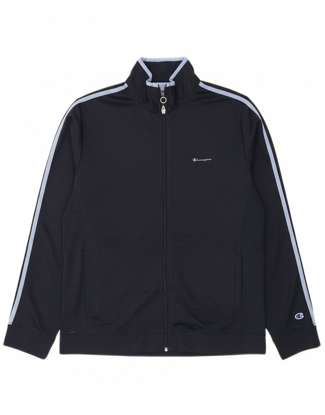 CHAMPION Mens Easy Fit Tracksuit Top Jacket Large Navy Blue Polyester
