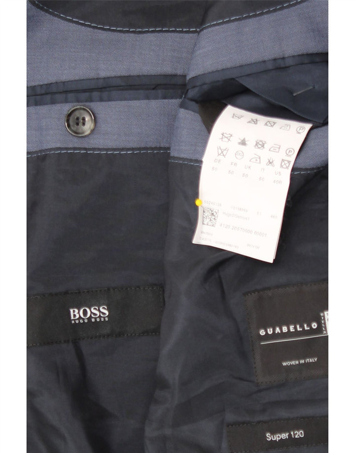 Hugo Boss Herre 2-knaps blazerjakke EU 50 Large Blue Virgin Wool