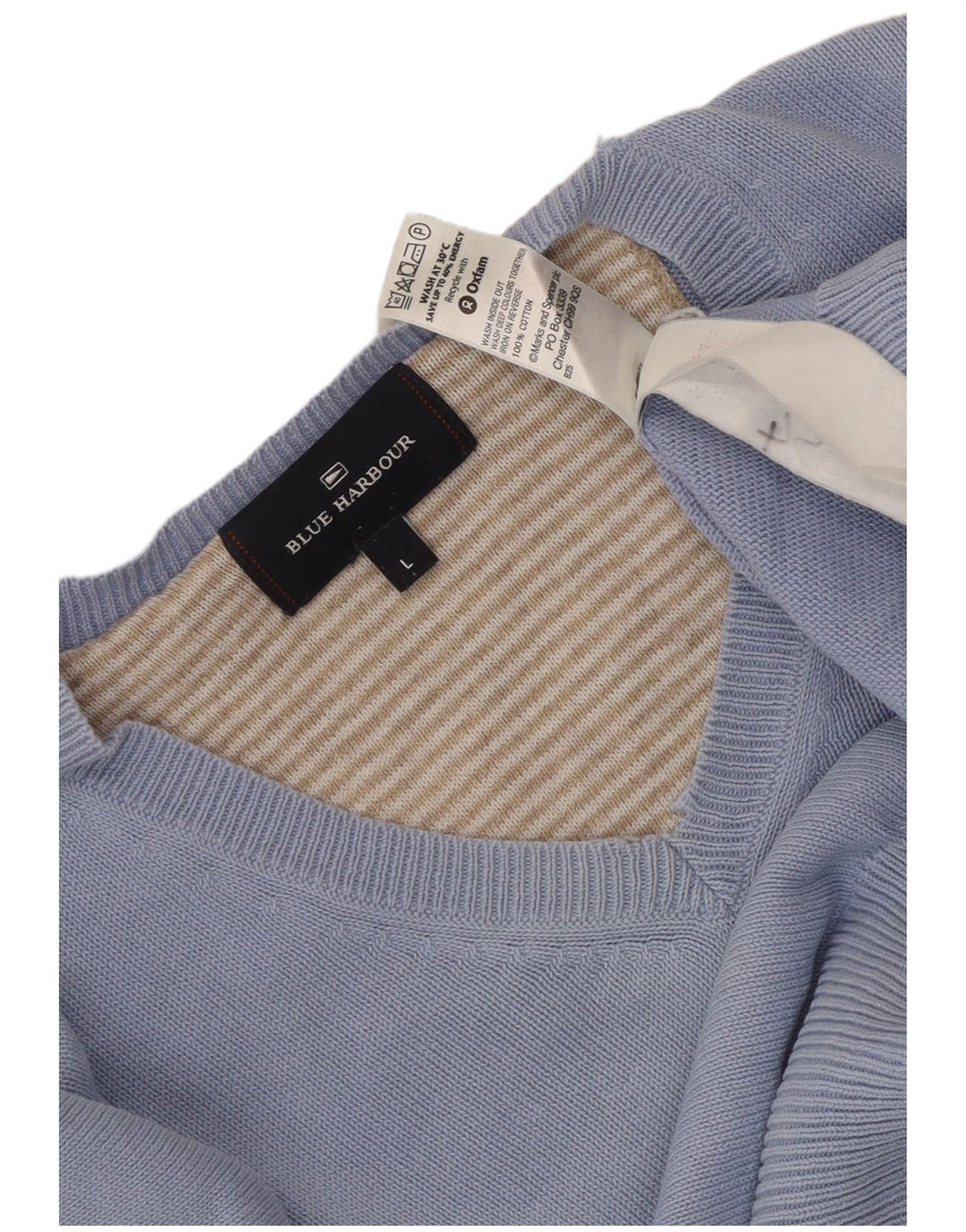 Marks & Spencer Herre Blue Harbor V-hals sweater Stor blå bomuld