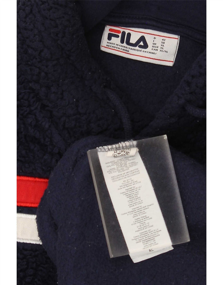 Fila Herre grafisk fleecetrøje med hætte XL marineblå polyester