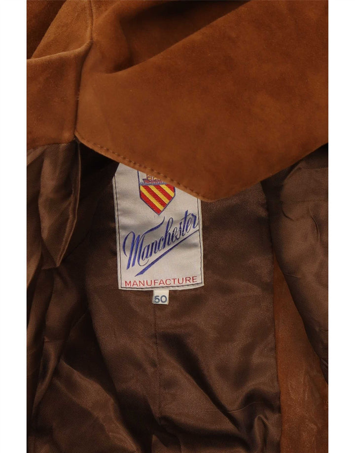 Vintage Herre 3-knaps ruskindsblazerjakke IT 50 Stor Brun