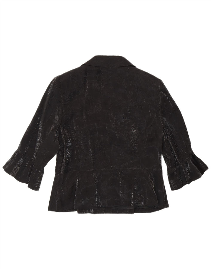 TUZZI Dame 3/4-ærmet 2-knaps blazerjakke UK 18 XL Sort viskose