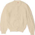 VINTAGE Womens Cardigan Sweater UK 12 Medium White Polyacrylic Vintage Vintage and Second-Hand Vintage from Messina Hembry 
