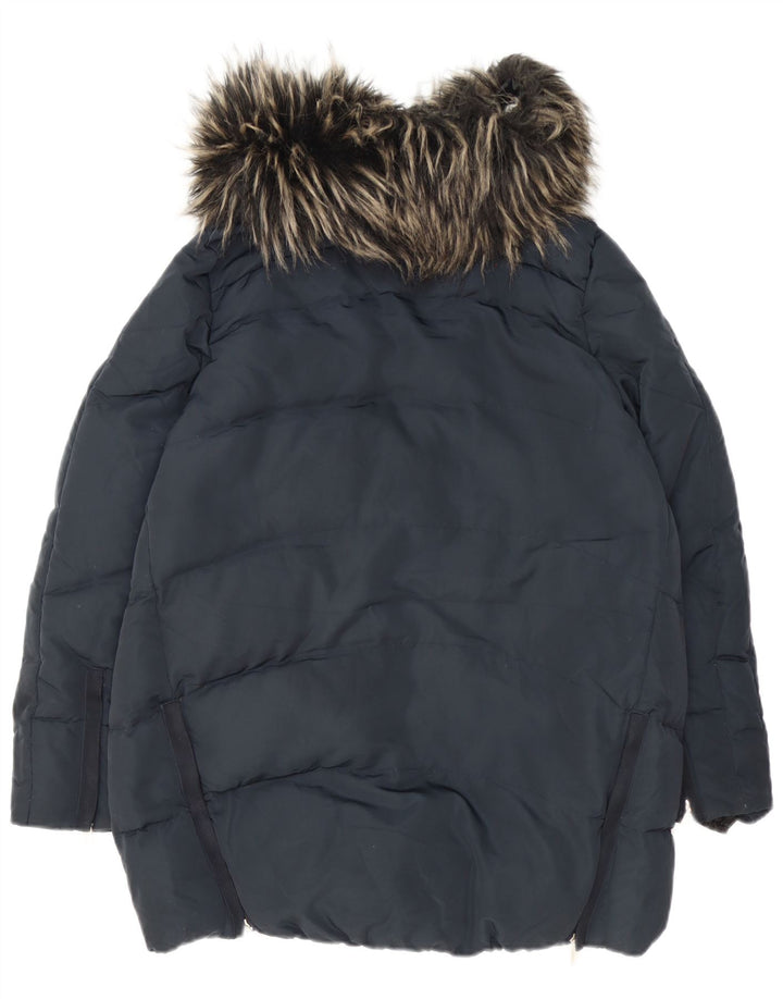 Zara Dame Polstret Jakke UK 14 Medium Navy Blue Polyester