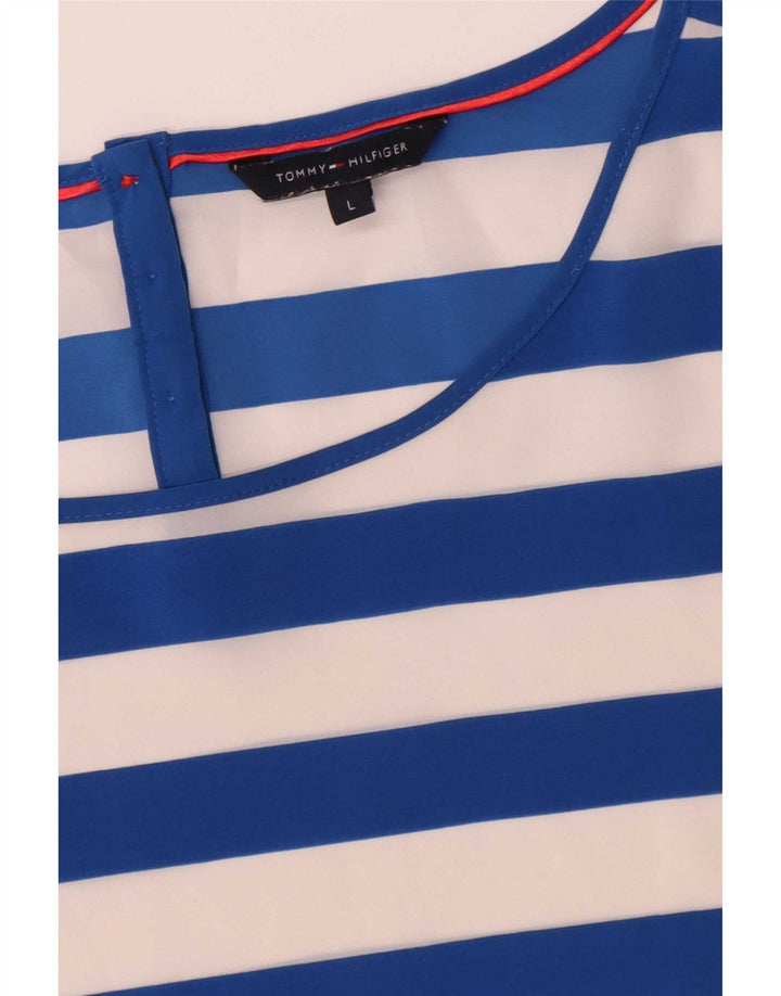 Tommy Hilfiger Dame Bluse Top UK 16 Stor Blå Stribet