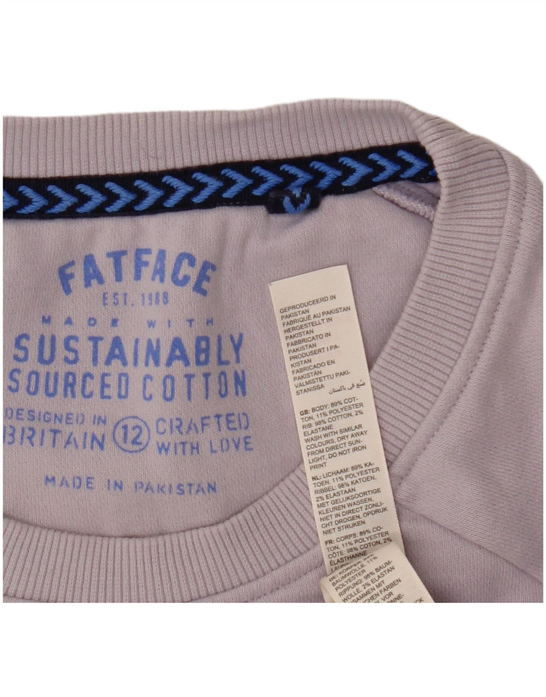 FAT FACE Dame Grafisk Sweatshirt Jumper UK 12 Medium Lilla Bomuld