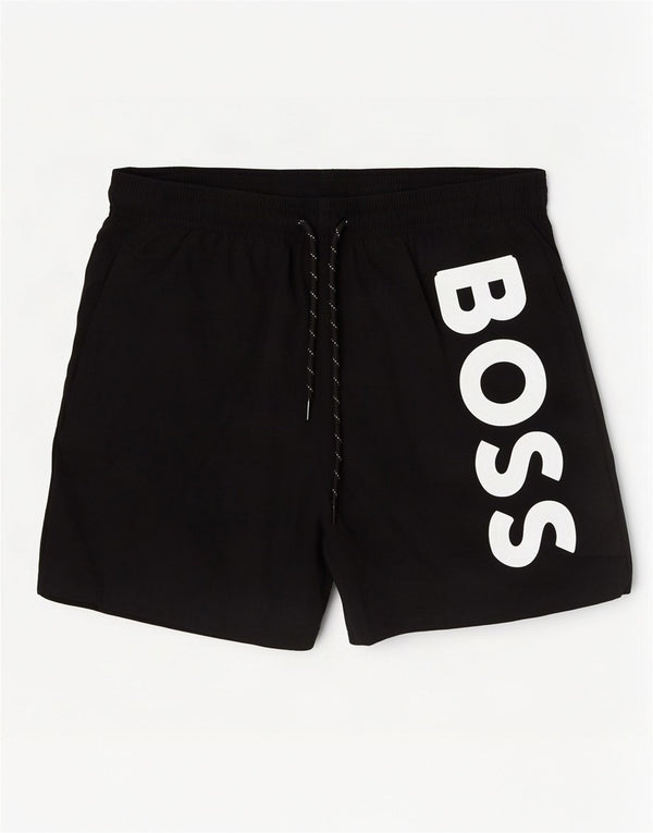 Hugo Boss Herre grafiske svømmeshorts Medium Sort Polyamid