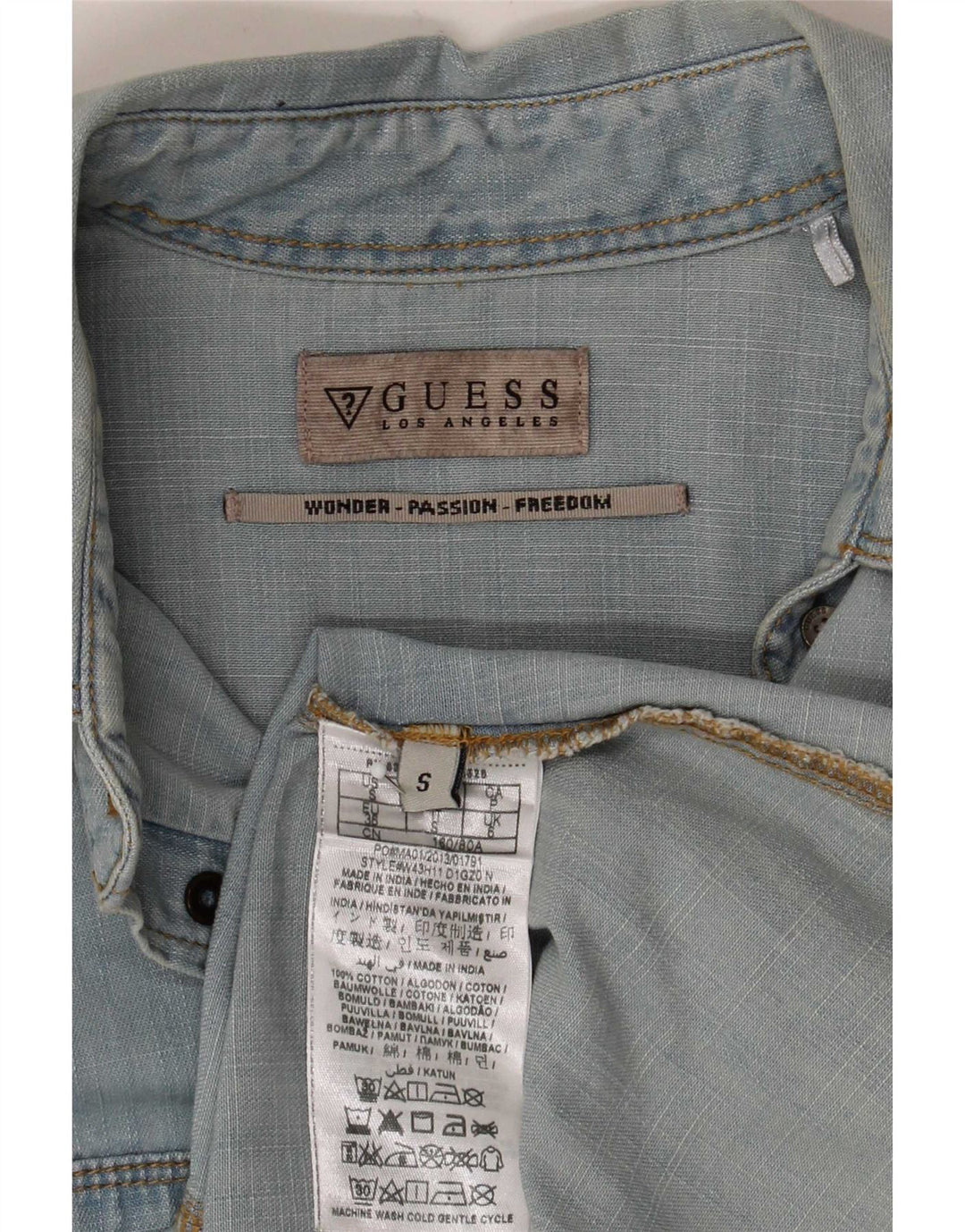 Guess Dame Denim Shirt UK 10 Small Blue Cotton