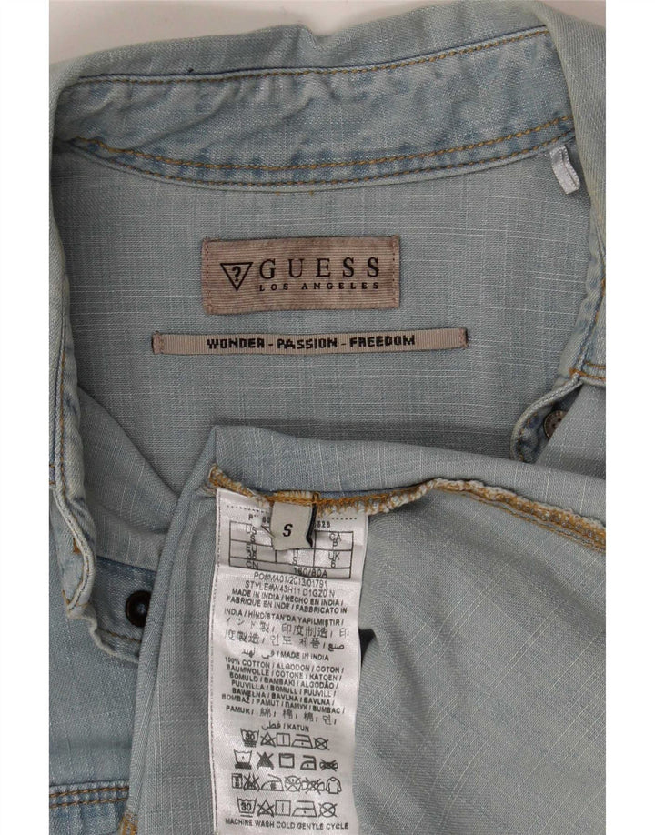 Guess Dame Denim Shirt UK 10 Small Blue Cotton