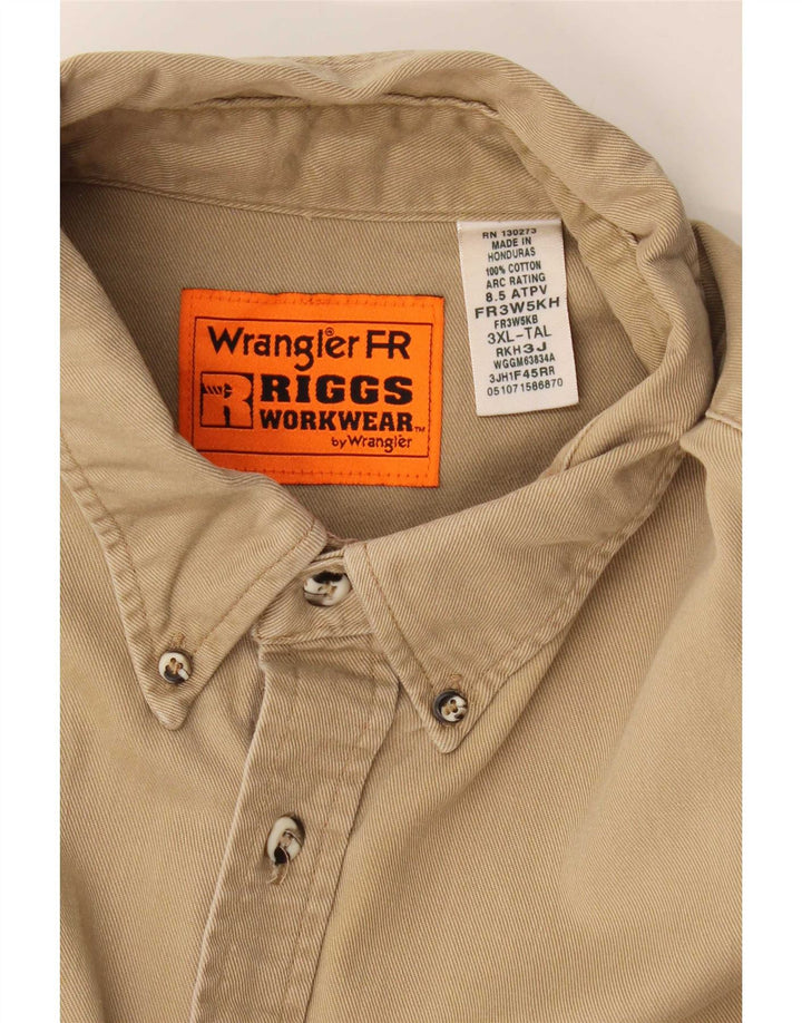 Wrangler herre høj skjorte 3XL beige bomuld