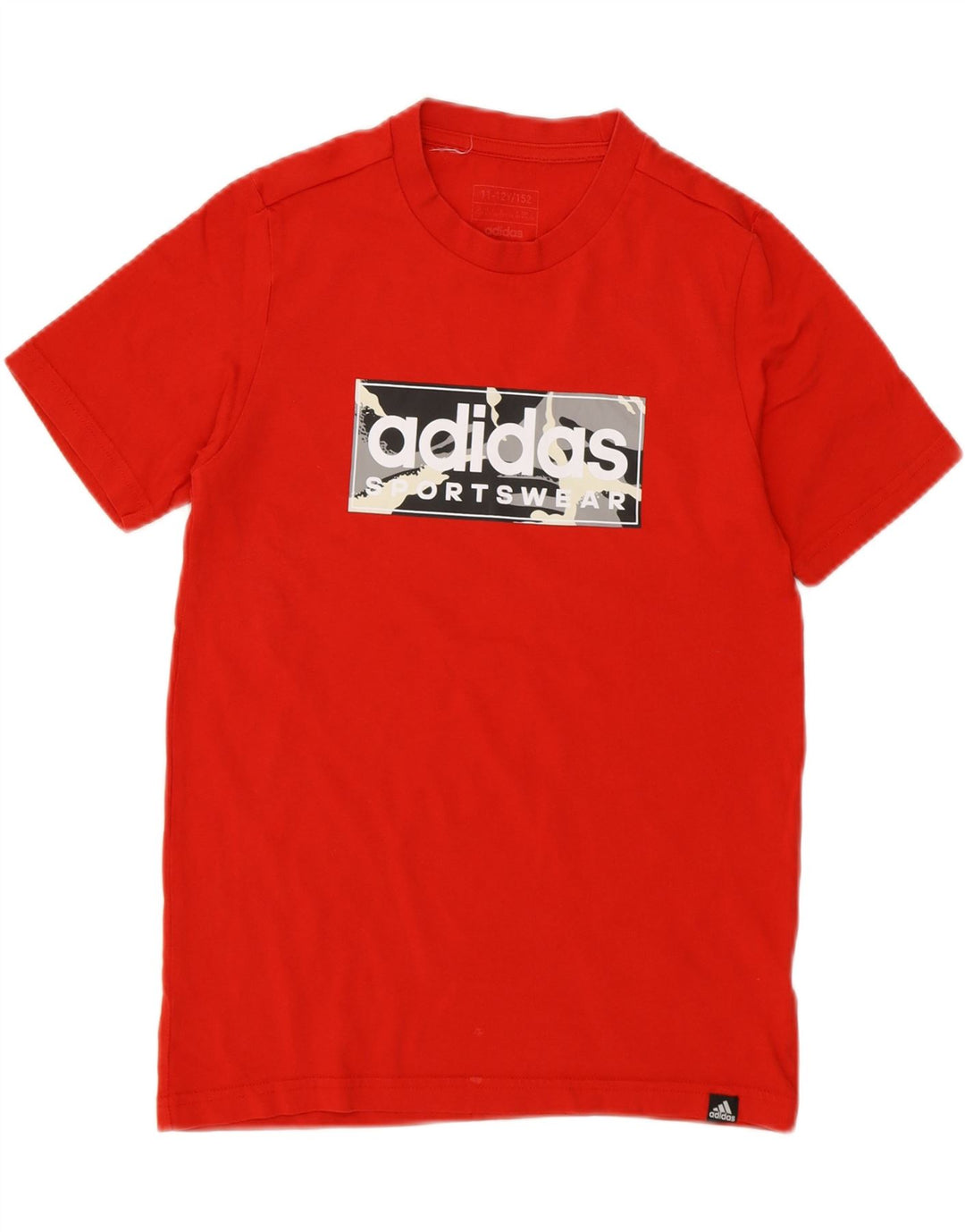 ADIDAS Boys Graphic T-Shirt Top 11-12 Years Red Vintage Adidas and Second-Hand Adidas from Messina Hembry 