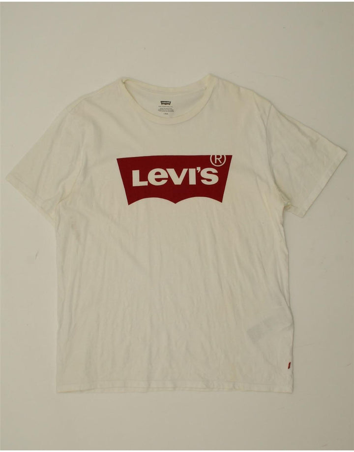 LEVI'S Mens Graphic T-Shirt Top Large White Cotton Vintage Levi's and Second-Hand Levi's from Messina Hembry 