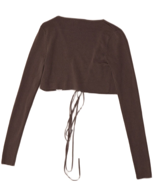 Zara Womens Crop Cardigan Top UK 8 Small Grey Viscose