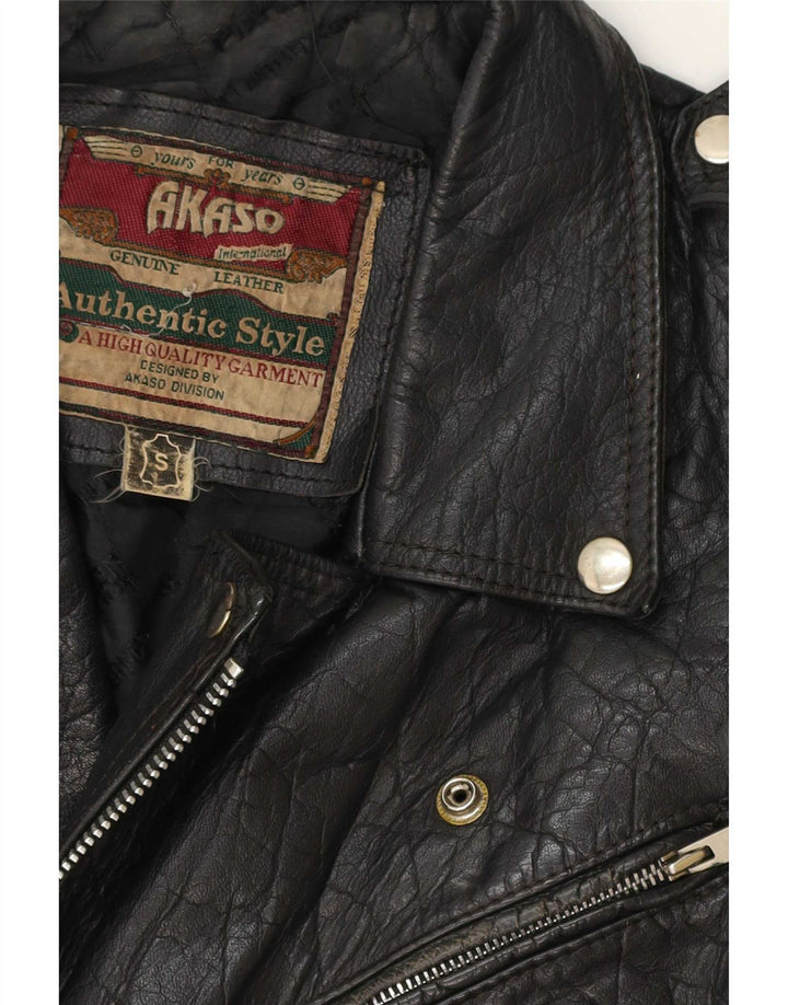 Akaso Womens Crop Læder Biker Jacket UK 10 Small Black