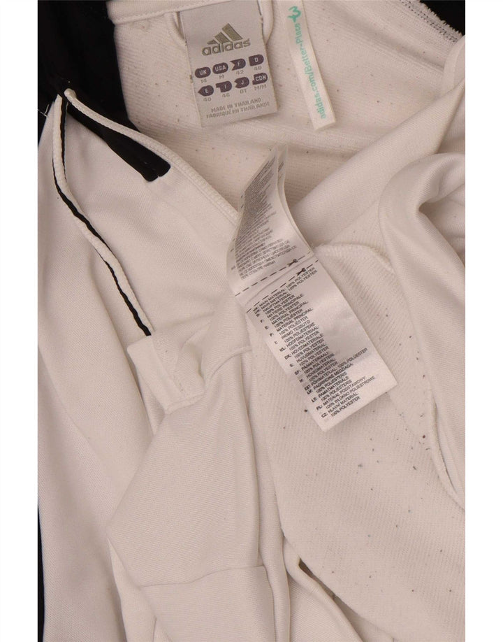Adidas Dame Hættetrøje Sweater UK 14 Medium White Colourblock Polyester