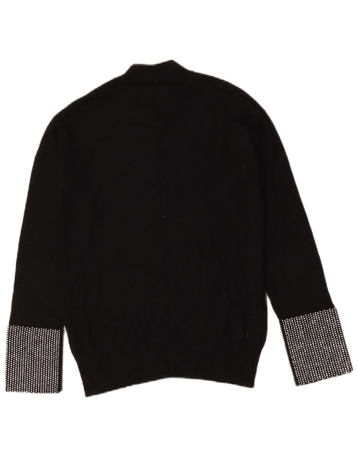 Pinko Dame Turtle Neck Jumper Sweater UK 12 Medium Sort Geometrisk