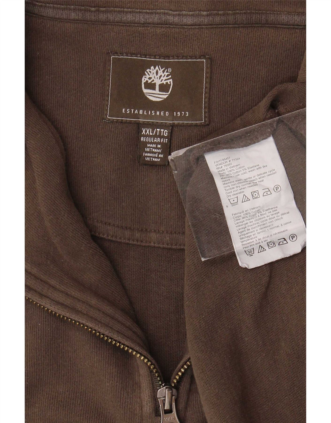 Timberland Herre lynlåshals Regular Fit Sweatshirt Jumper 2XL brun bomuld