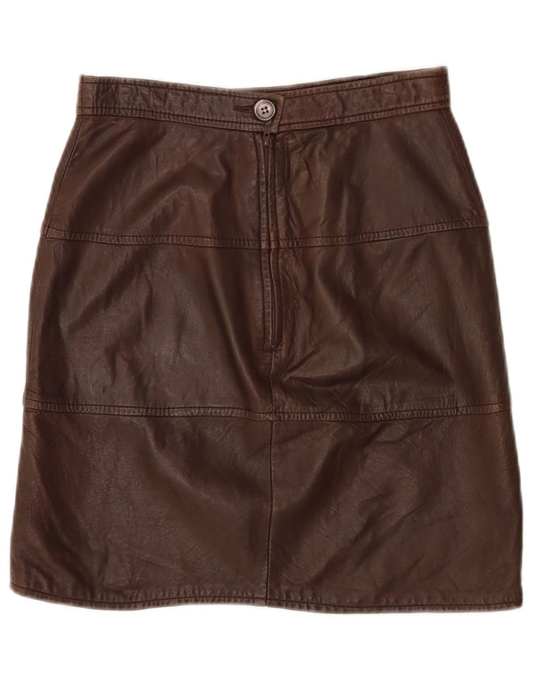 Vintage lædernederdel til kvinder IT 38 XS W26 brunt læder