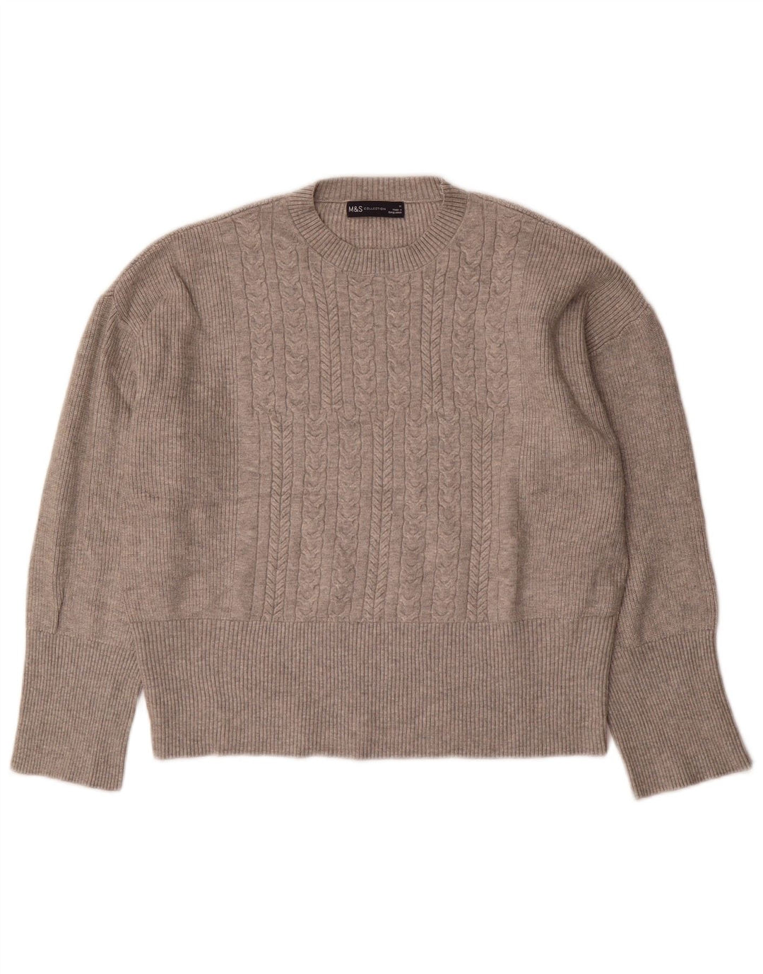 Marks & Spencer dame sweater med rund hals i overstørrelse UK 14 mellemgrå