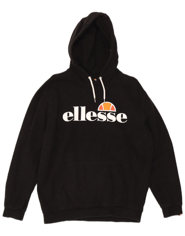 Ellesse Herre grafisk hættetrøje Jumper Stor sort bomuld