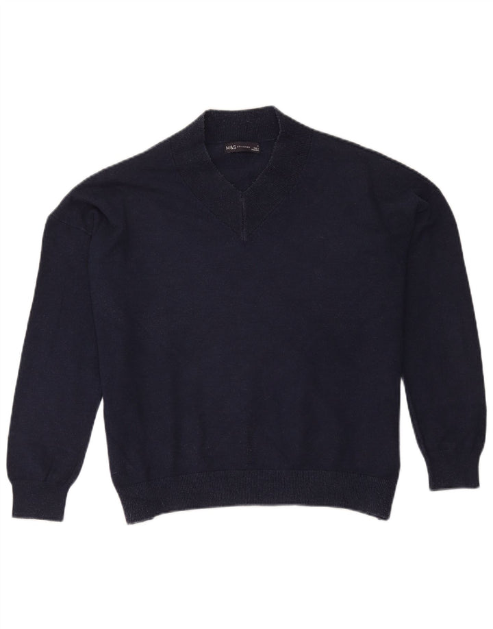 Marks & Spencer Dame Oversized V-hals sweater Medium Navy Blue
